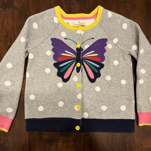 Hanna Andersson girls butterfly embroidered polka dot cardigan size 130/8